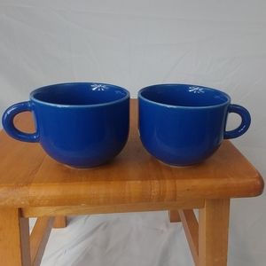 2 Vintage Newcor Blue Mugs Japan 1986